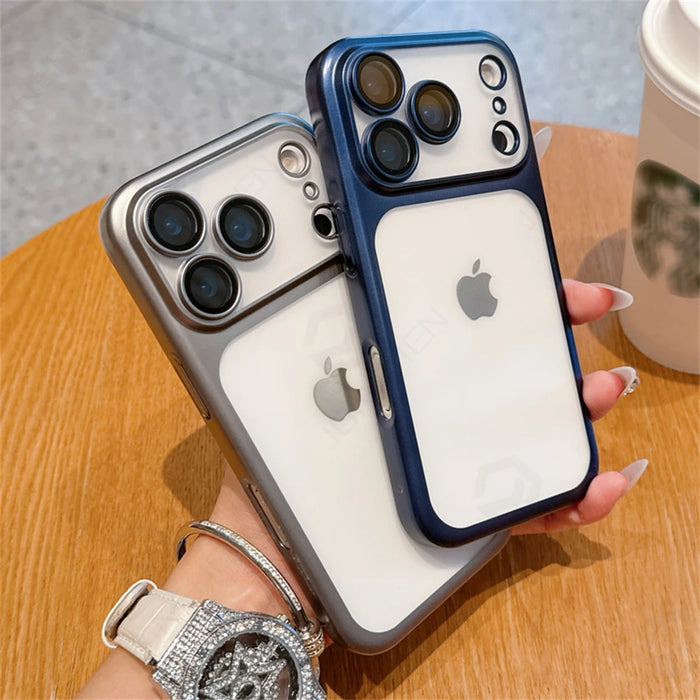Luxury Plating Matte Clear Case For IPhone 17 Pro Max 17pro Orange Simple Electroplated Bumper Frosted Shockproof Slim PC Cover