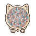 Cat-shaped puzzle in pink and teal