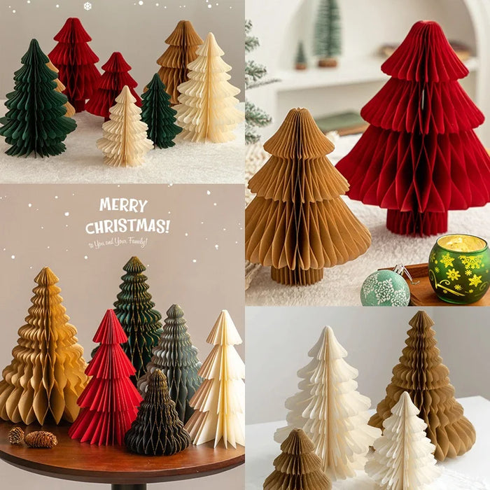 Chinese New Year Decorations Paper Honeycomb Ball Folding Christmas Tree 3D Ornament Home Wedding Decoration Desktop Ornament