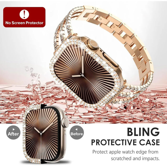 Bling Diamond Hollow Case for Apple Watch 46mm 42mm 40mm 41/44/45/49/41mm for iWatch Series 11 10 9 8 7 6 5 4 3 Protector Cover