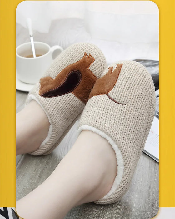 Winter Women's Slippers Cartoon Cute Dog Indoor Warm Non-slip Soft Sole Good Breathable Homeshoes Fashion Causal Cotton Shoes