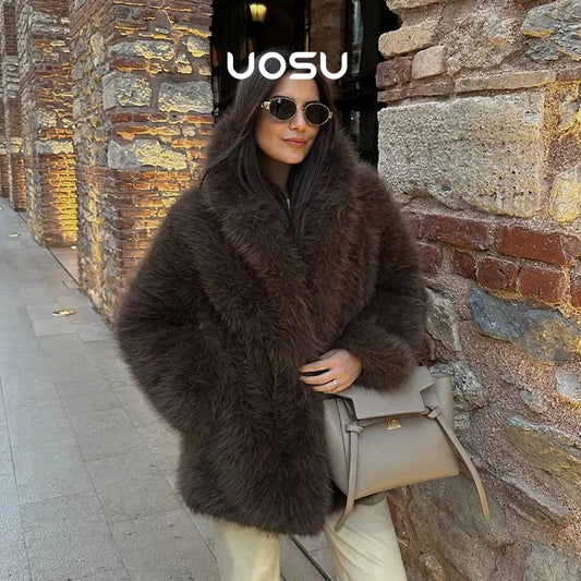 Luxury Brand Eco-coat Exclusive Fluffy Furry Faux Fur