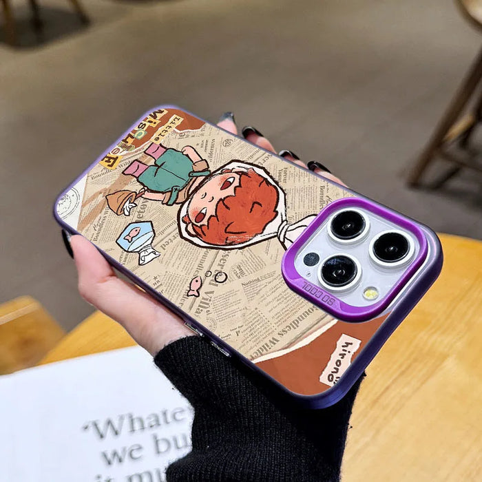 Cartoon Cute Destruction Hirono Case for iPhone 16 15 14 13 Pro Max Plating Matte Hard