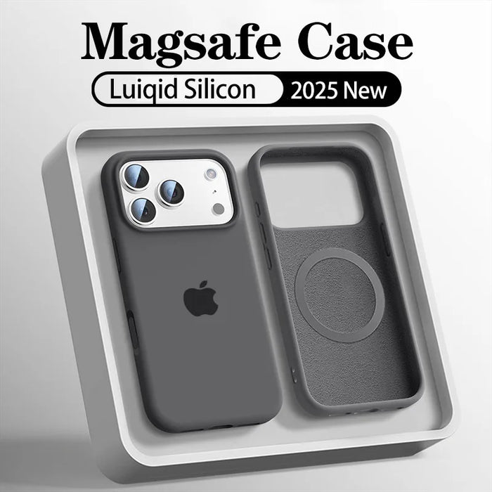 Original Liquid Silicone Magsafe Case for Apple iPhone 17 13 15 16 14 Pro Max Wireless Charging 12 15 16 17 Magnetic Soft Cover
