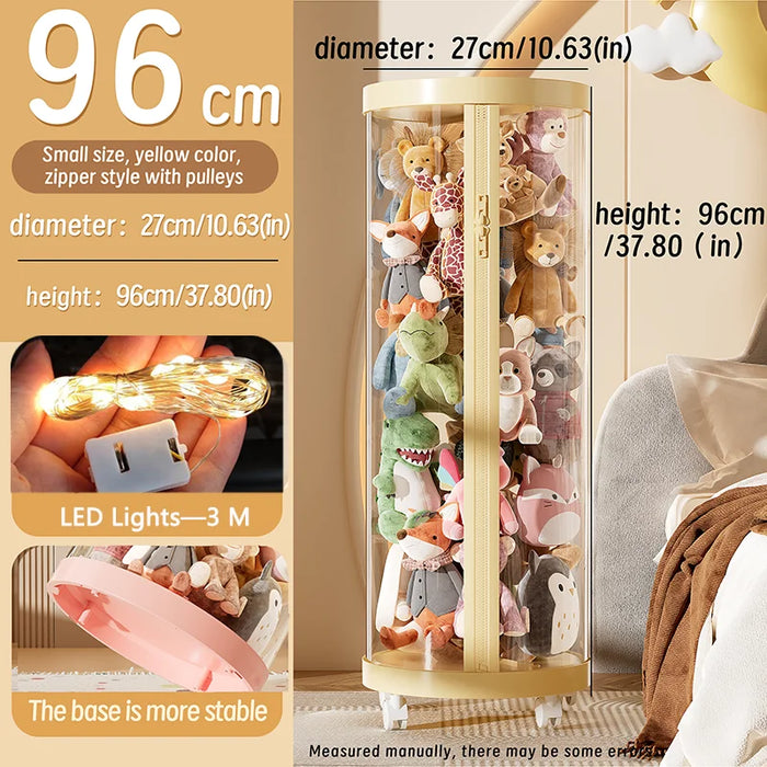 Transparent Doll Storage Box Plush Toy Organization Toy Storage Tube DIY Zipper Bins Kid Christmas Gift Children's Toy Organizer