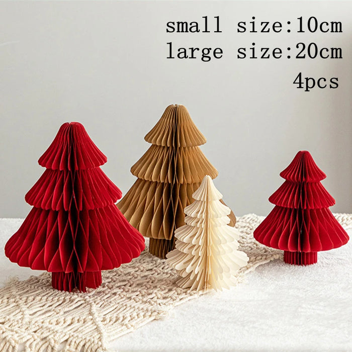 Chinese New Year Decorations Paper Honeycomb Ball Folding Christmas Tree 3D Ornament Home Wedding Decoration Desktop Ornament