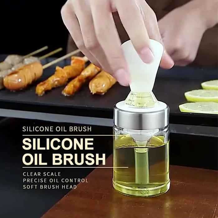 Silicone Oil Brush Bottle Kitchen BBQ Oil Brush Dispenser Not-leaking Barbecue Grill Honey Liquid Baking Pastry Pancake Brush