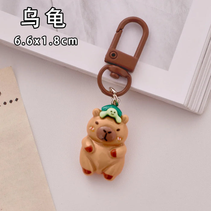 Cute Resin Capybara Key Chains for Women Girls Capibara Animal Keychain Kawaii Bag Backpack Charms Couple Friend Jewelry Gift