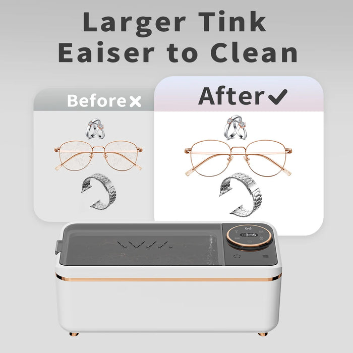 Ultrasonic 48KHZ Glasses Cleaner Machine, Soundwave technology Denture Cleaner, Jewelry & Makeup Brush Cleaning Machine