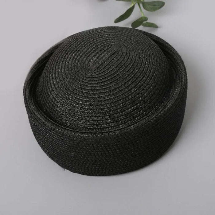 Straw Pillbox Hat Summer Beret Sun Hats Japanese Retro Weeding Fedora Hostess Fashion Millinery Fascinator Designer Painter Hat