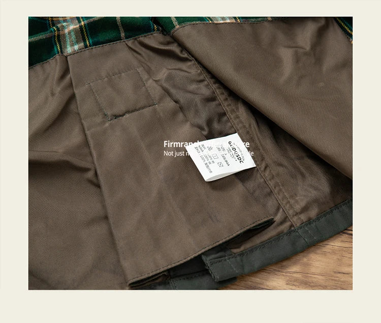British Vintage Oil Wax Hunting Jacket Cargo Waterproof Trench Coat