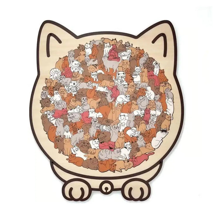 Cat-shaped puzzle in orange and grey