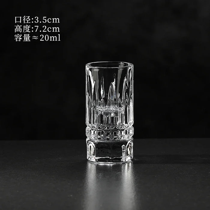 Engraved Diamond Crystal Glass Shot Glass for Whiskey Foreign Wine White Wine Bullet Glass Carved Home Household Drinkware