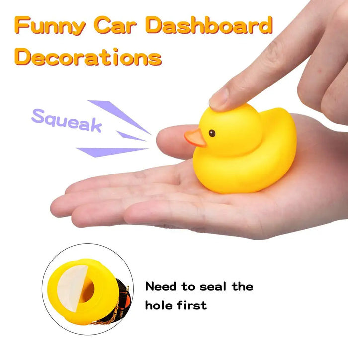 Car Rubber Duck Toy With Helmet for Dashboard Decorations