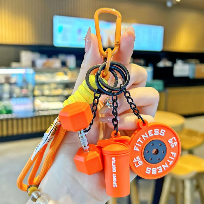 Dopamine Barbell Plates Keychain Kettlebell INS Simulation Dumbbells Keyring Detachable Creative Fitness Series Pendant Gifts