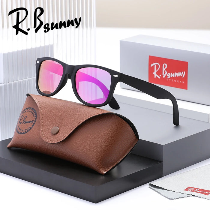RBsunny Classic Polarized Sunglasses Men Women Outdoor UV400 Retro Black Frame Glasses Male Fashion Anti Glare Driving Eyewear