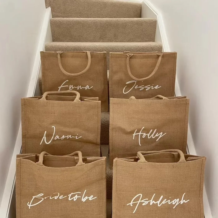 Beach Bag Personalized Name Burlap Tote Bridesmaids Beach Bag