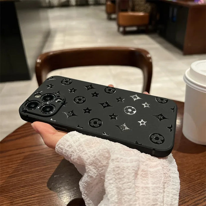 Luxury Retro Classic Phone Case For iP 16 15 14 13 12 11Pro Max XR X XS 12Mini 16Puls 15Pro Soft Silicone Black Phone Cases