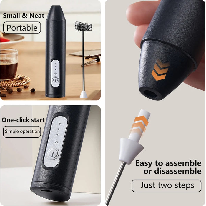 Electric Milk Foamer Blender Stainless Steel Handheld Milk Frother Wireless Coffee Whisk Mixer Egg Beater Tools For Kitchen