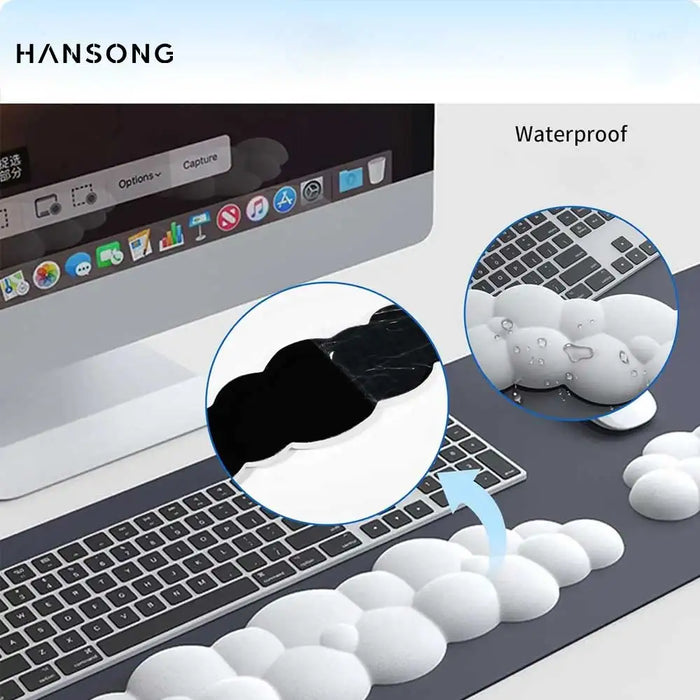 2025 Ergonomic Office Set Cloud-Design Keyboard Wrist Rest Non-Slip Rubber Desk Mat Cushioned Mouse Pad Wrist Support For Office
