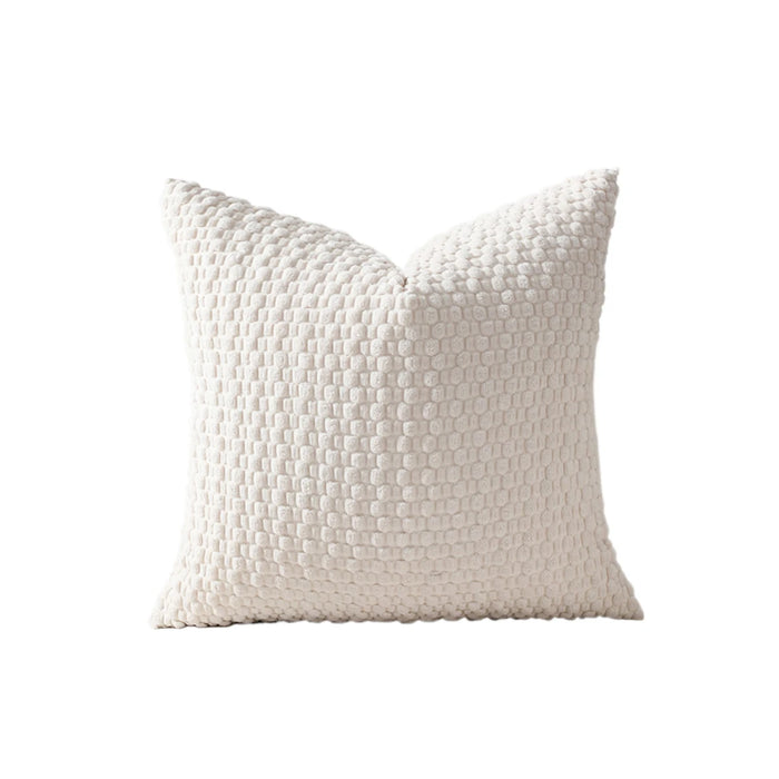White textured knit cushion cover