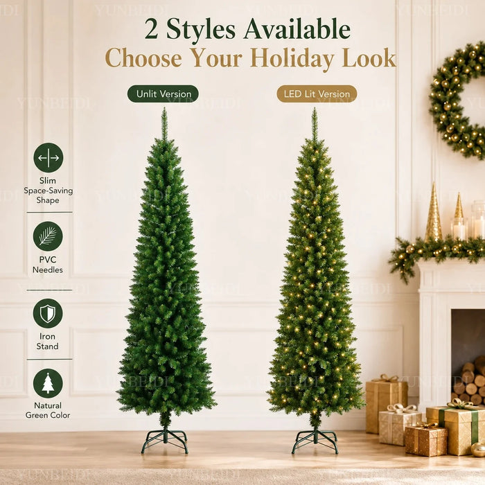 Pencil Artificial Christmas Tree PVC Material Encryption Christmas Tree 120CM to 210CM Family Christmas Party Arrange Decoration