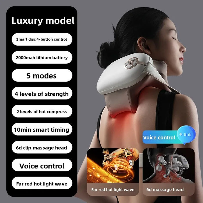 Shoulder and neck massager trapezius massage shawl kneading hot compress voice remote control multi-function