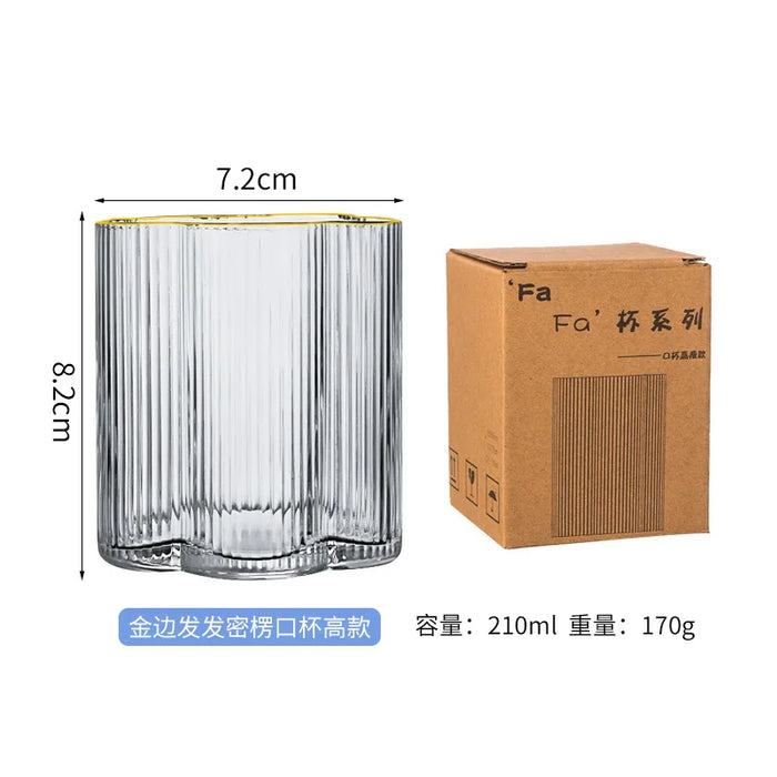 European 1300ml Large Capacity Glass Cold Water Kettle Home Juice Kettle Striped Cool Water Bottle Cool White Water Cup Set