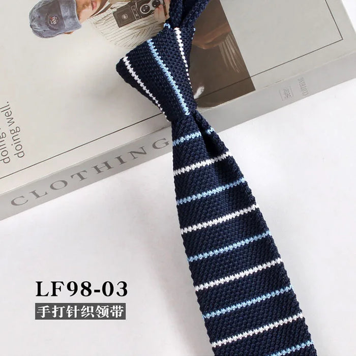 Striped Knitted Neckties For Men Narrow Retro Knitting Neck Tie Korean Style Casual Cravat Shirts Accessories Suit Neckwear