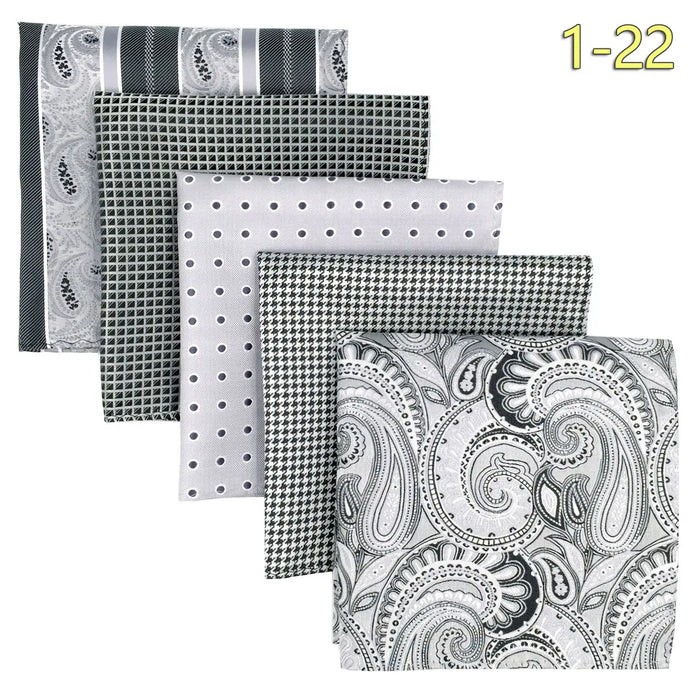 5 Pieces Mens Pocket Squares Wedding Handkerchiefs Set Fashion Formal Bundle Luxury Unique
