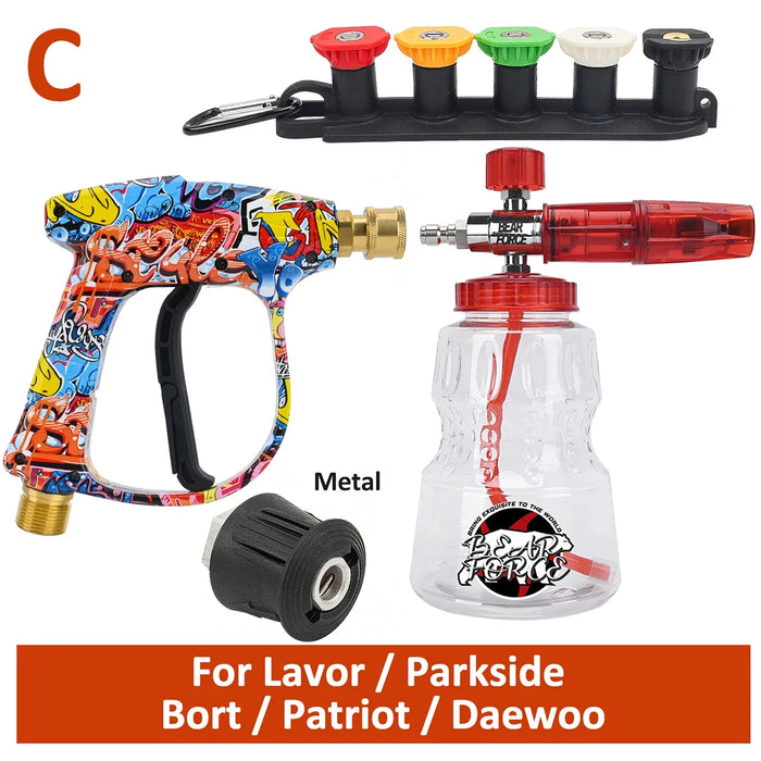 Pressure Washer Water Gun Kit for Car Cleaning Hose Connector For Karcher Nilfisk Parkside Bosch Quick Connector Nozzles