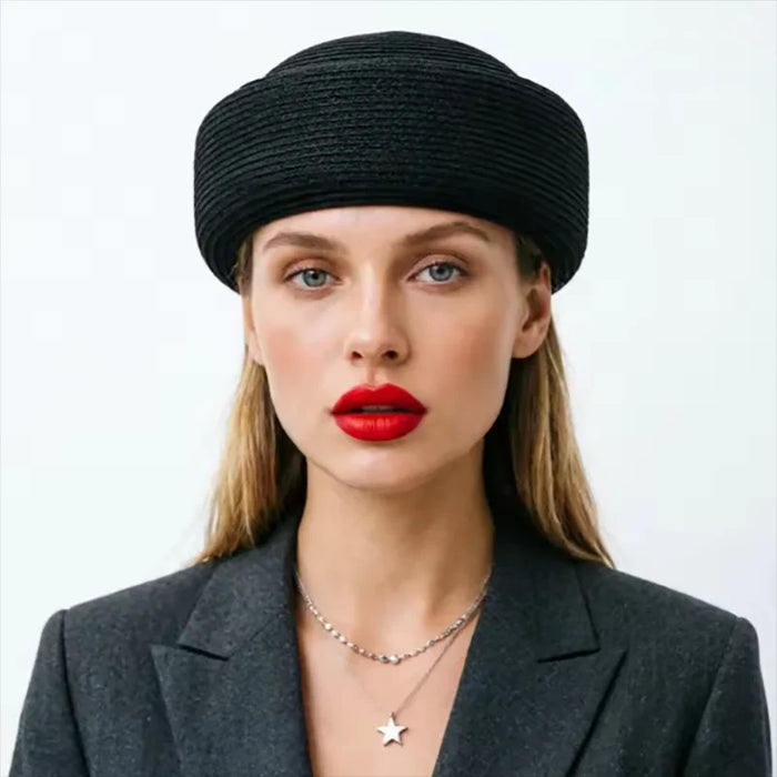 Straw Pillbox Hat Summer Beret Sun Hats Japanese Retro Weeding Fedora Hostess Fashion Millinery Fascinator Designer Painter Hat