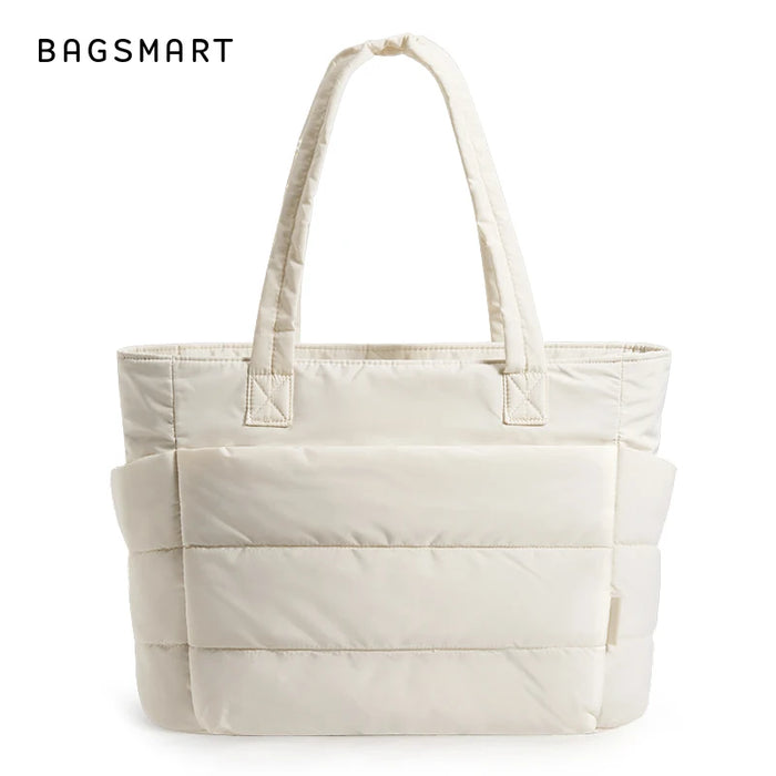 BAGSMART Women's Bag Solid Color Tote Bag Commuting College Padded Shoulder Bag Leisure Simple Female Handbags for Travel