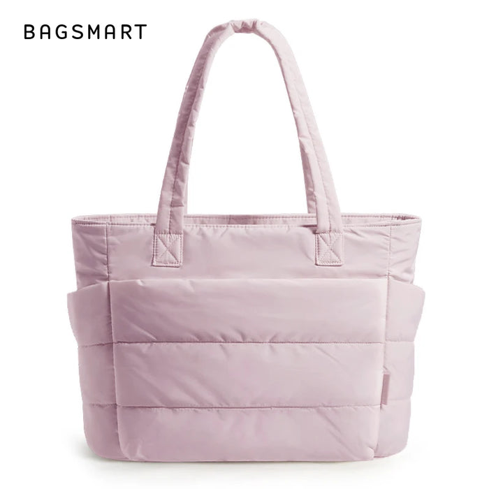 BAGSMART Women's Bag Solid Color Tote Bag Commuting College Padded Shoulder Bag Leisure Simple Female Handbags for Travel