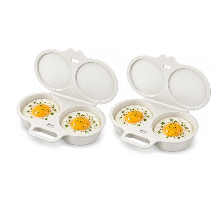 Microwave Egg Cooker Double Cavity Egg Poacher Food Grade Non Stick Egg Steamer Oil Free Breakfast Maker Reusable Kitchen Mold