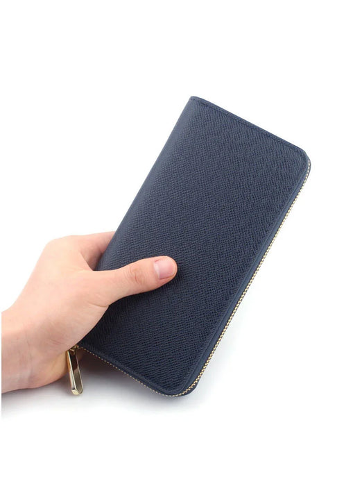 Custom Initial Letters Genuine Saffiano Leather Unisex Long Wallet Purse
