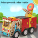 Solar-powered radar truck model painted red and yellow