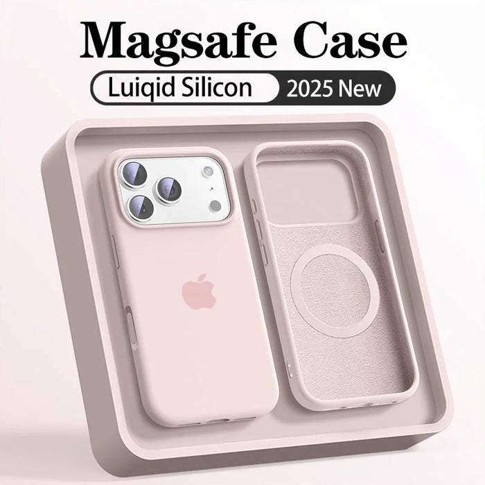 Original Liquid Silicone Magsafe Case for Apple iPhone 17 13 15 16 14 Pro Max Wireless Charging 12 15 16 17 Magnetic Soft Cover