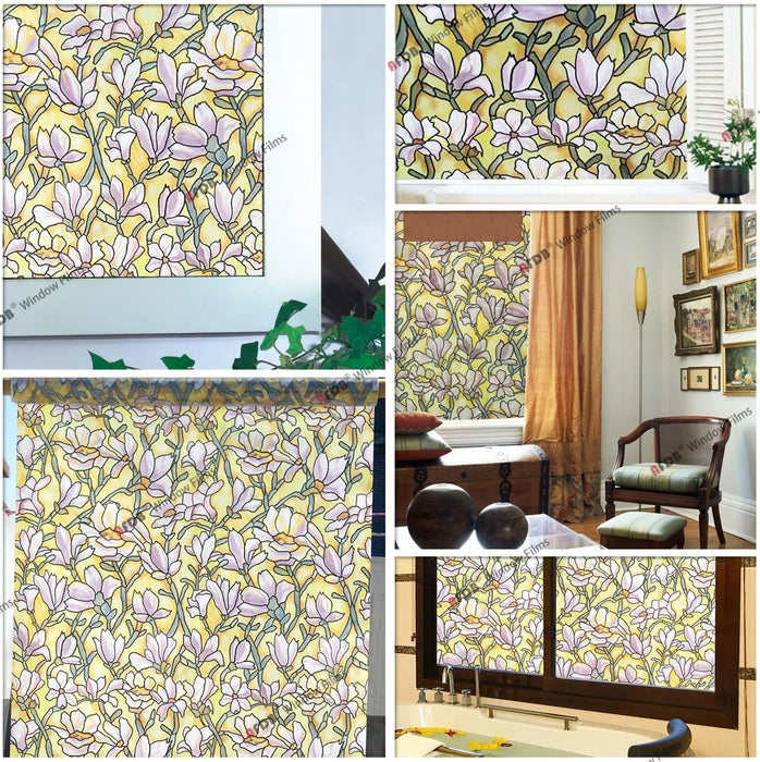 Stained Decorative Window Film Static Self Adhesive Glass Sticker Heat Control Vinyl Window Cling For Home Door Glass Decals