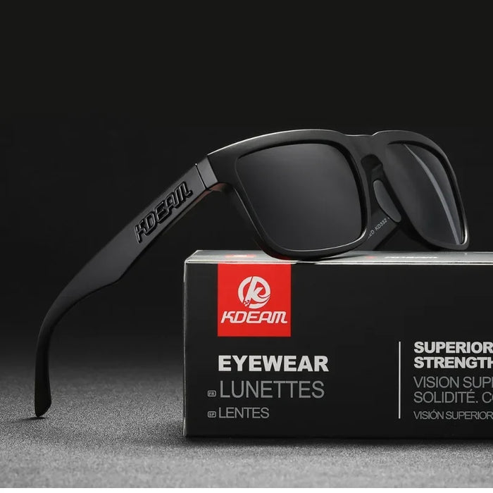 KDEAM polarized square sunglasses, mirror black lenses (C1)