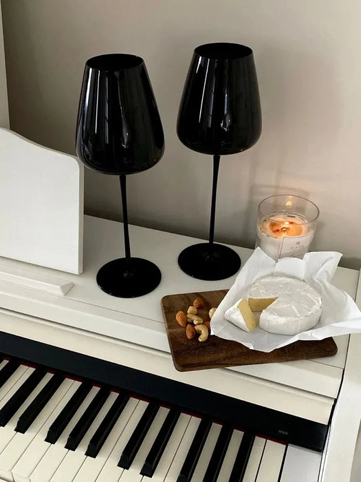 Nordic Black Goblet Black Porcelain Crystal Glass Red Wine Glass Bordeaux Cup Home Ornament Wine Glass Champagne Glass