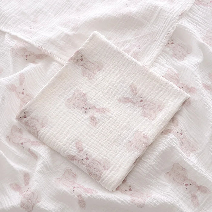Muslin swaddle blanket with rabbit print
