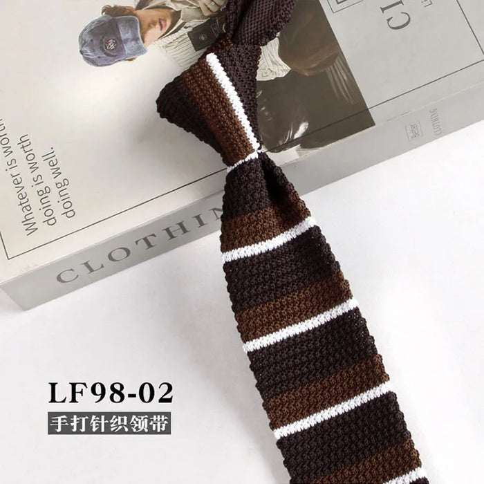 Striped Knitted Neckties For Men Narrow Retro Knitting Neck Tie Korean Style Casual Cravat Shirts Accessories Suit Neckwear