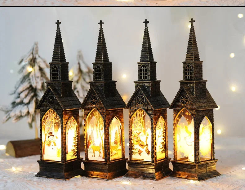 Christmas Light Up Church Decorative Battery Operated Lantern