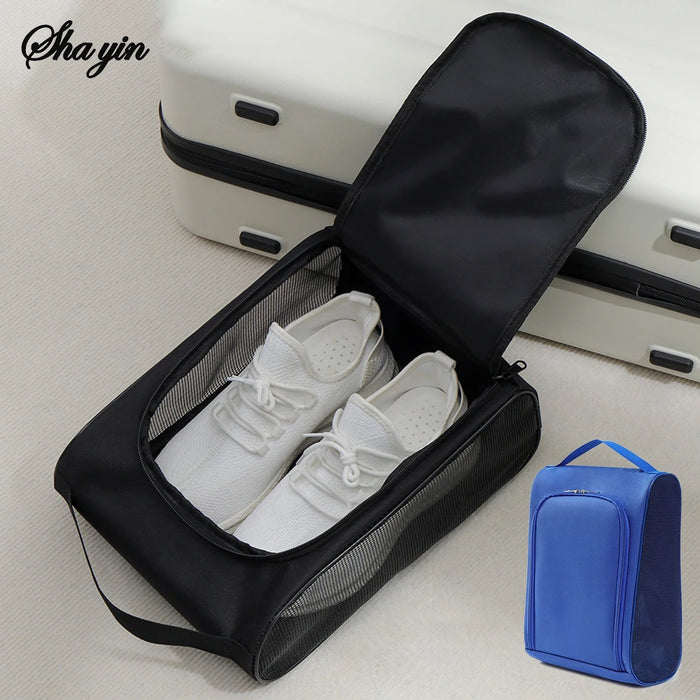 1PC Black Oxford Cloth Travel Shoe Storage Bag, Basketball And Football Shoe Bag, Portable Business Travel Slipper Bag