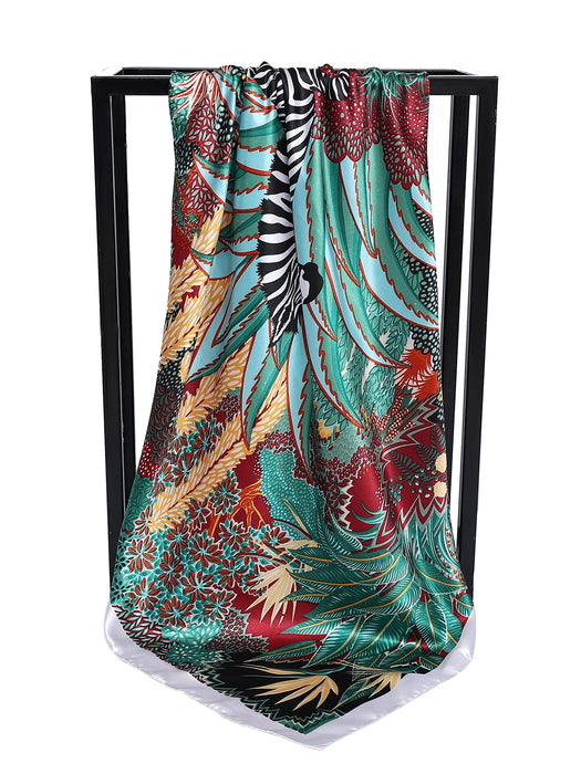 Luxury Brand Square Silk Scarf Women Satin Print Hijab Scarves Muslim Pareo Bandana Female Shawl Wrap Headband Foulard 90*90cm