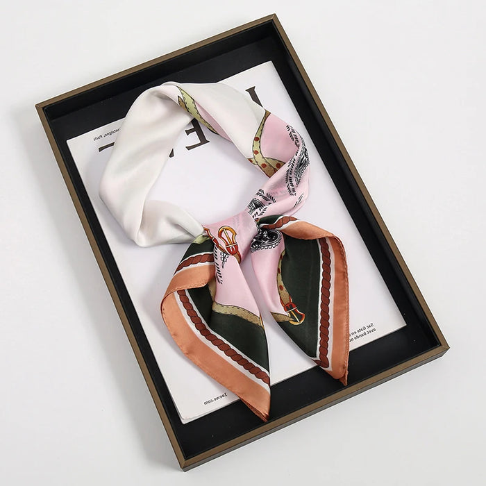 2024 Luxury Square Silk Scarf for Women Hijab Hair Bands Neckerchief Female Satin Shawl Ribbon Headband Fashion Wraps Bandana