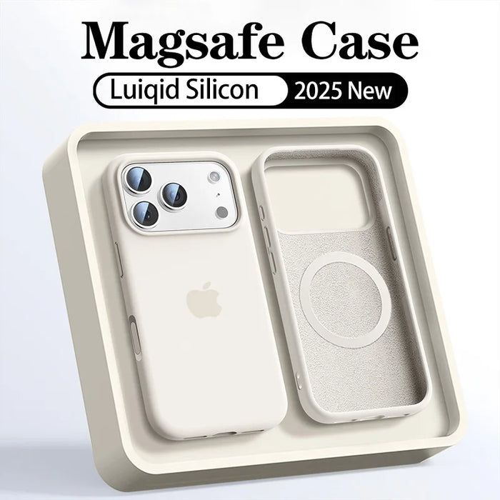 Original Liquid Silicone Magsafe Case for Apple iPhone 17 13 15 16 14 Pro Max Wireless Charging 12 15 16 17 Magnetic Soft Cover
