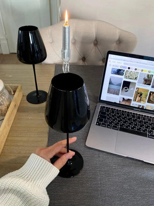 Nordic Black Goblet Black Porcelain Crystal Glass Red Wine Glass Bordeaux Cup Home Ornament Wine Glass Champagne Glass