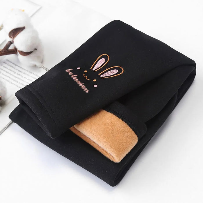 2026 Girls Tights Baby Fleece Lined Pants Children Thermal Bottoms Kids Autumn Winter Fashion Trousers Soft Bunny Leggings 3-8Y